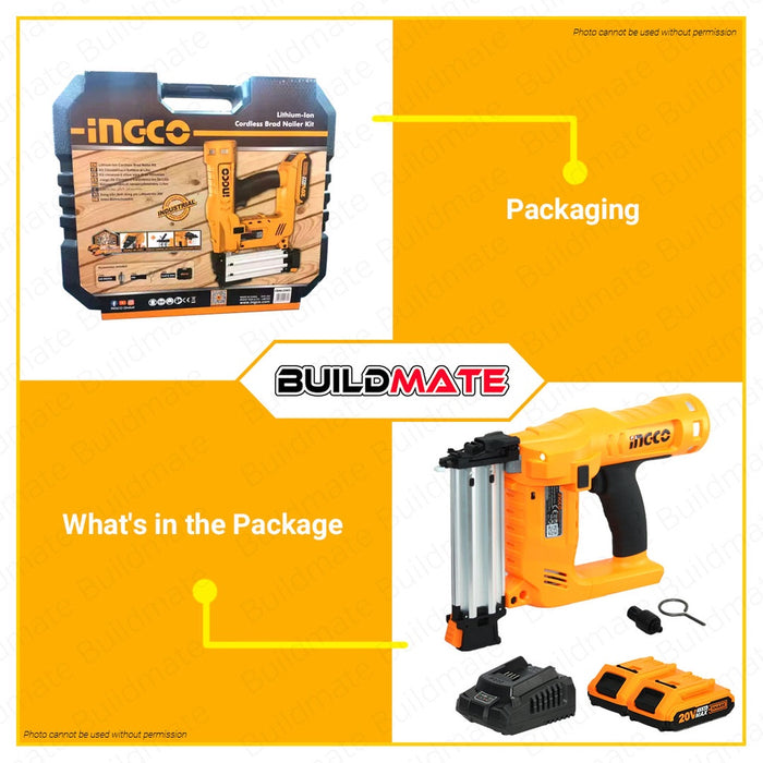 INGCO LithiumIon Cordless Brad Nailer Kit 20V Nail Guns CBNLI2002 C — Buildmate