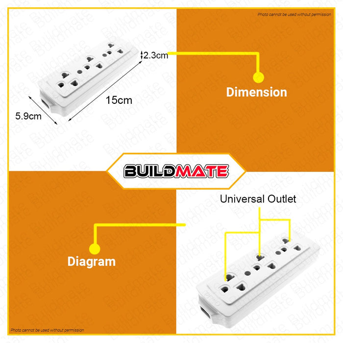 OMNI Surface Convenience Outlet w/Ground 3 Gang WSG-003 •BUILDMATE•