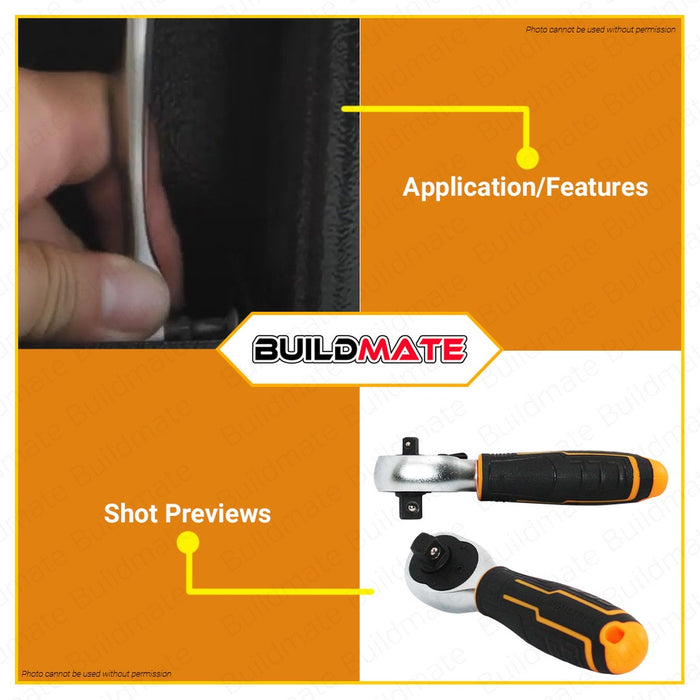 Ingco Stubby Ratchet Handle 1/4 3/8 inches HRTH081438 100% ORIGINAL / AUTHENTIC •BUILDMATE• HT2