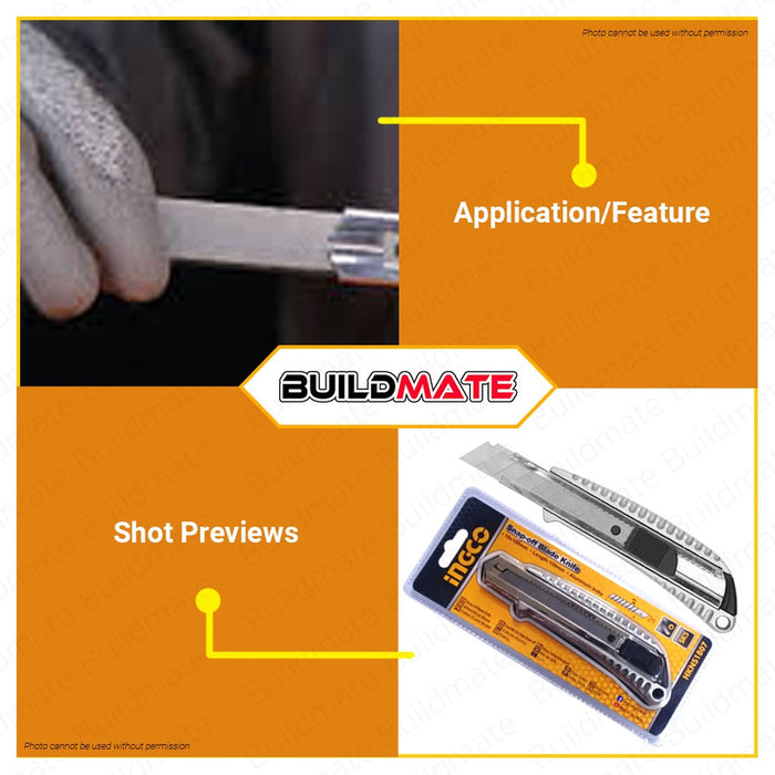 BUILDMATE Ingco Snap Off Blade Knife 18mmx100mm Craft Box Cutter Utility Blade Knife - IHT
