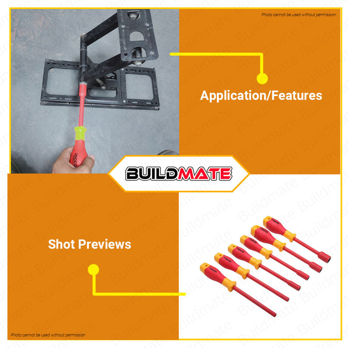 INGCO Insulated Nut Screwdriver Screw driver Set 1000V 7 PCS/SET HKISK0701 •BUILDMATE• IHT