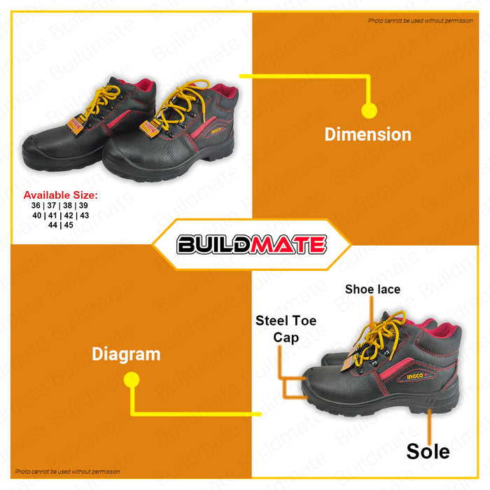 BUILDMATE Ingco Insulated Safety Boots 39 - 46 Insulated Work Steel Toe Worker Closed Shoe Protective Job Site Footwear SOLD IN PAIR SSH07IDSB - IHT