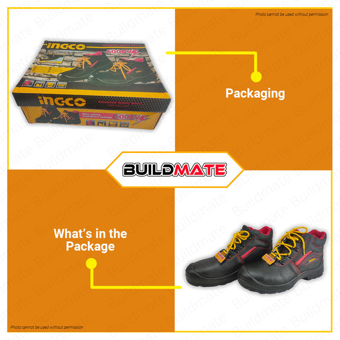 BUILDMATE Ingco Insulated Safety Boots 39 - 46 Insulated Work Steel Toe Worker Closed Shoe Protective Job Site Footwear SOLD IN PAIR SSH07IDSB - IHT