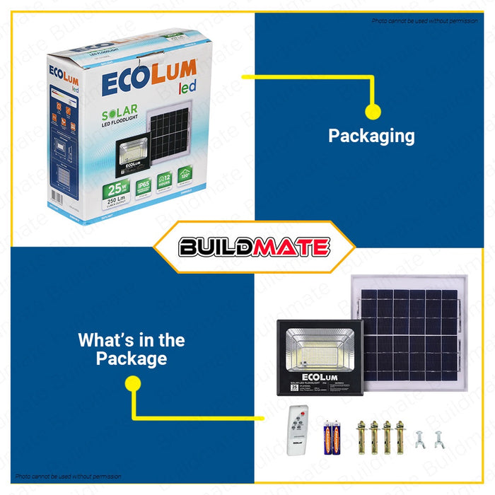 BUILDMATE Ecolum by Firefly Solar LED Floodlight 250lm / 400lm Daylight IP65 With Remote Control Weatherproof Outdoor Solar Street LED Security Flood Light