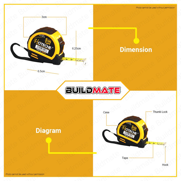 Hoteche Measuring Tapes Measure 5 meters HTC-280105 | HTC-280505 SOLD PER PIECE •BUILDMATE•