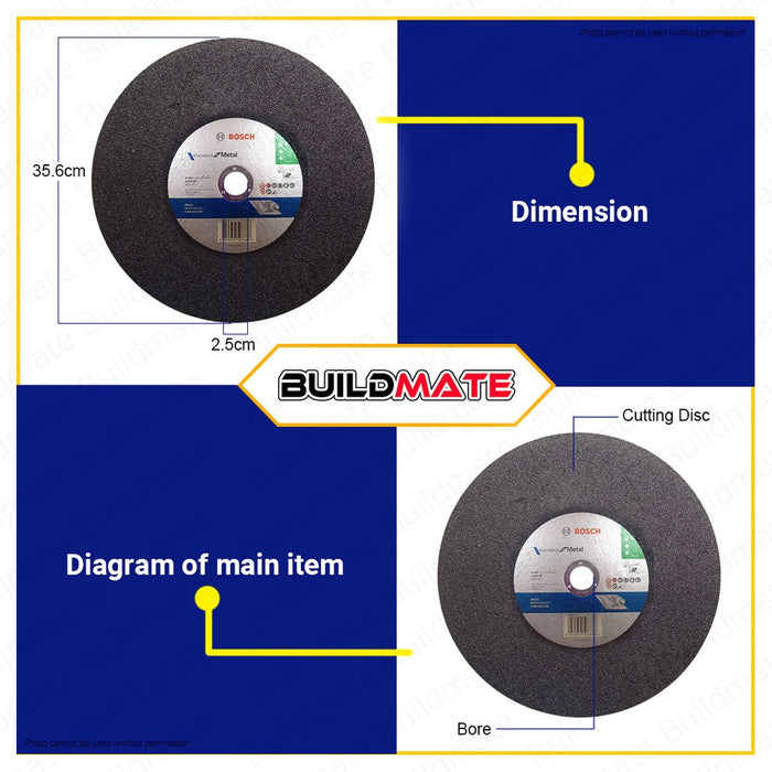BOSCH Cutting Disc for Metal Standard Single Ply 14 Inch for Chop Saw Cut Off Machine 2608619378 BAX