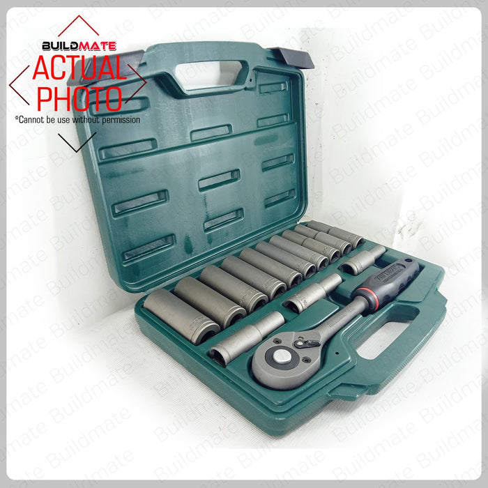 Ameriman 1/2" Drive Deep Metric Hand Long Socket Wrench 15PCS/SET •BUILDMATE•