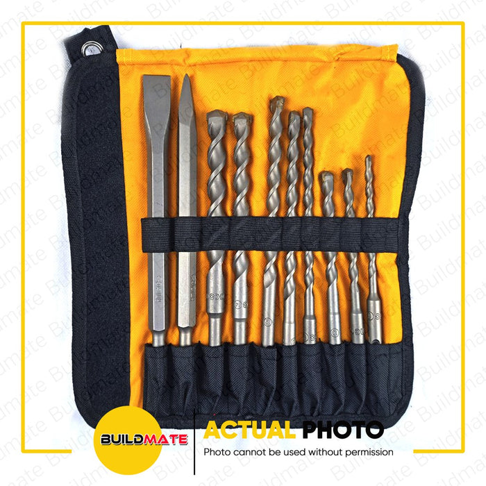 INGCO 10PCS/SET Hammer Drill Bits and Chisels Set AKD2101 •BUILDMATE• IHT