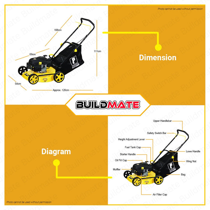 POWERHOUSE USA Lawn Mower 18" Inch 4 Stroke Hand Push Gasoline Engine PH-LM139-18HD •BUILDMATE• PHI