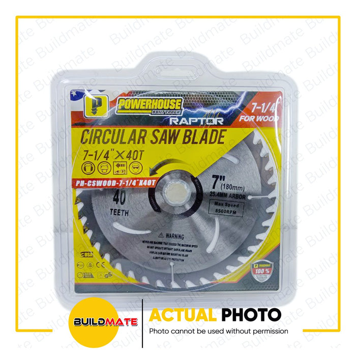 BUILDMATE Powerhouse 7-1/4" Circular Saw Blade CARBIDE Tip For Wood 40T PH-CSWOOD7-1/4X40T - PHPTA