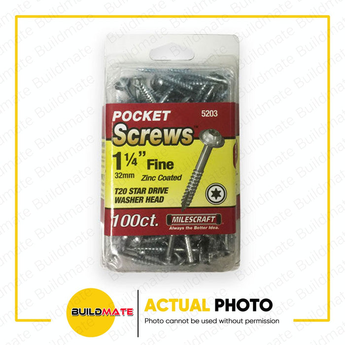 MILESCRAFT Pocket Screw Coarse 1-1-4" FINE 100PCS/PACK #5203 •BUILDMATE•