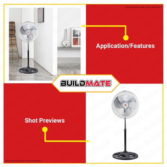 HANABISHI Industrial Stand Fan 18" Silver Coated HISF-180C •BUILDMATE•