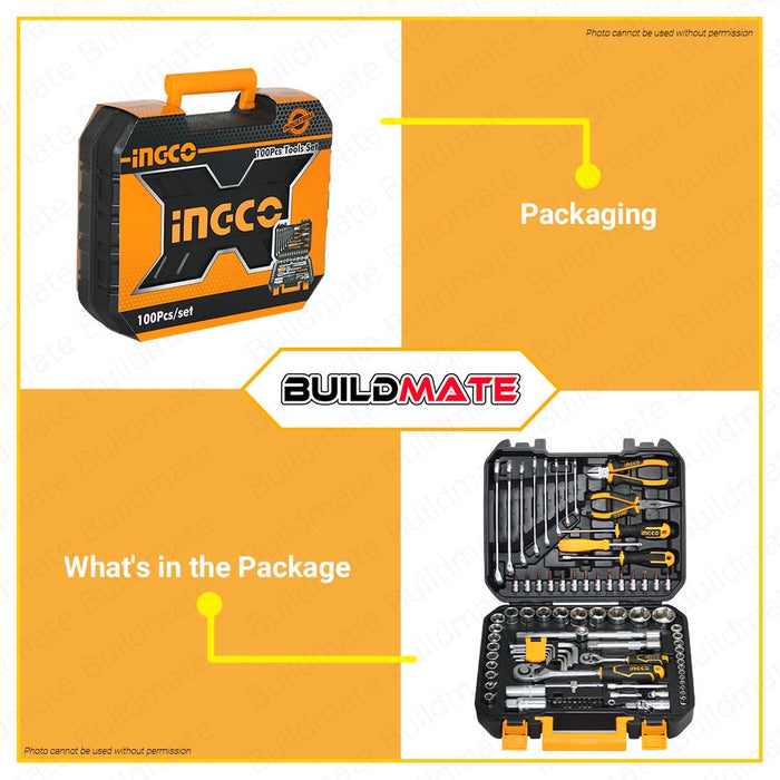 INGCO Hand Tools Set 100 PCS/SET HKTHP1001 100% ORIGINAL / AUTHENTIC •BUILDMATE• IHT