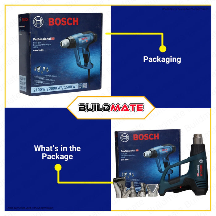 BOSCH Heavy Duty Hot Air Gun 2000W With Nozzle Heat Gun GHG 20-63 FE 06012A62K0 •BUILDMATE• BPT