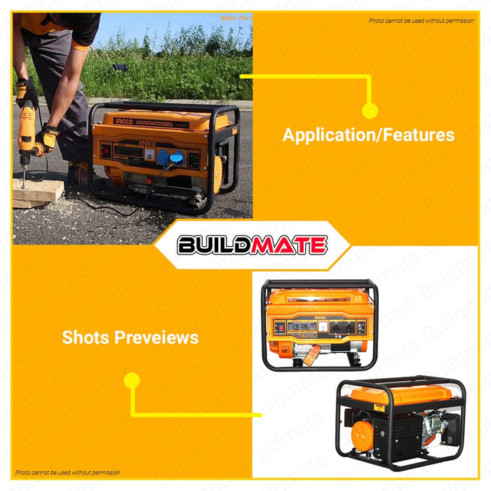 INGCO GASOLINE GENERATOR 2.5KVA GE25005-5P •BUILDMATE• IPT