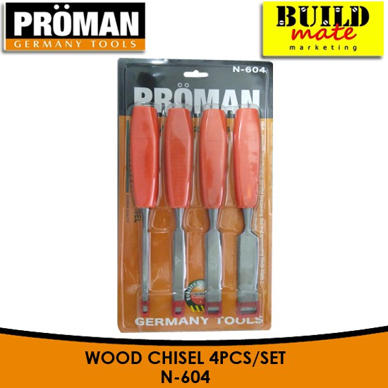 Proman Wood Chisel with ABS Plastic Handle 4PCS/SET •BUILDMATE•