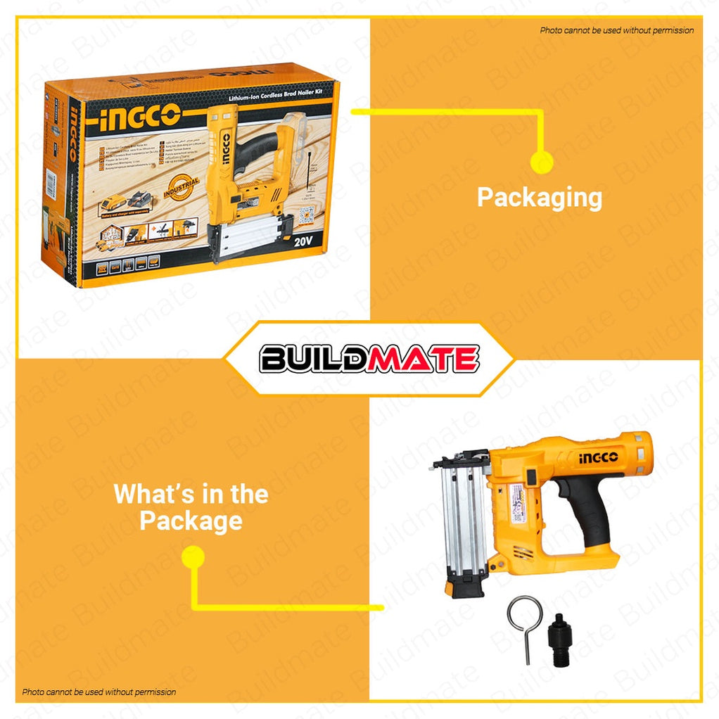 INGCO LithiumIon Cordless Brad Nailer Kit 20V Nail Guns CBNLI2002 C — Buildmate