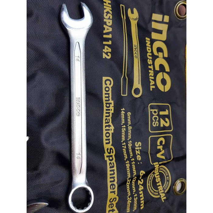 INGCO Combination Spanner Wrench Set 12PCS/SET HKSPA1142 + FREE T HANDLE & BITS •BUILDMATE• IHT