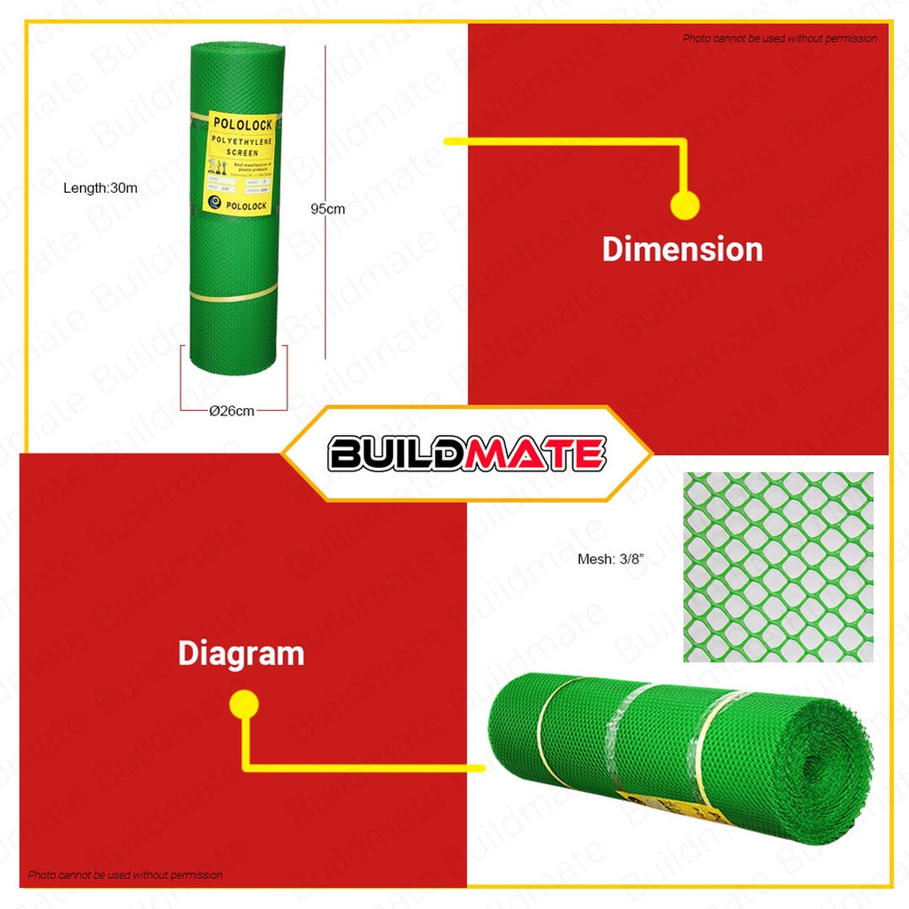Green Plastic Polyethylene Screen Net Chicken Fence Wire 3 ft 3/8