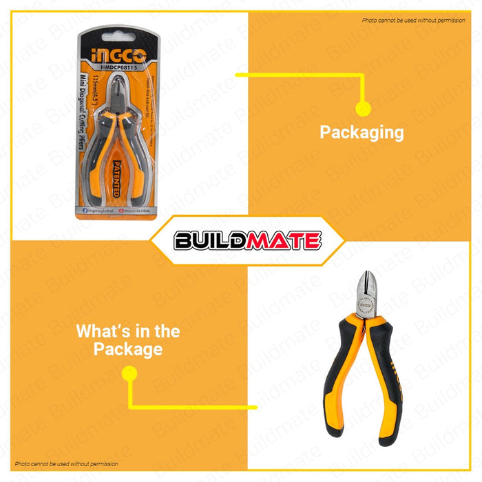 INGCO Mini Diagonal Cutting End Pliers 4.5” 115mm HMBCD08115 | HMDCP08115 •BUILDMATE• HT2