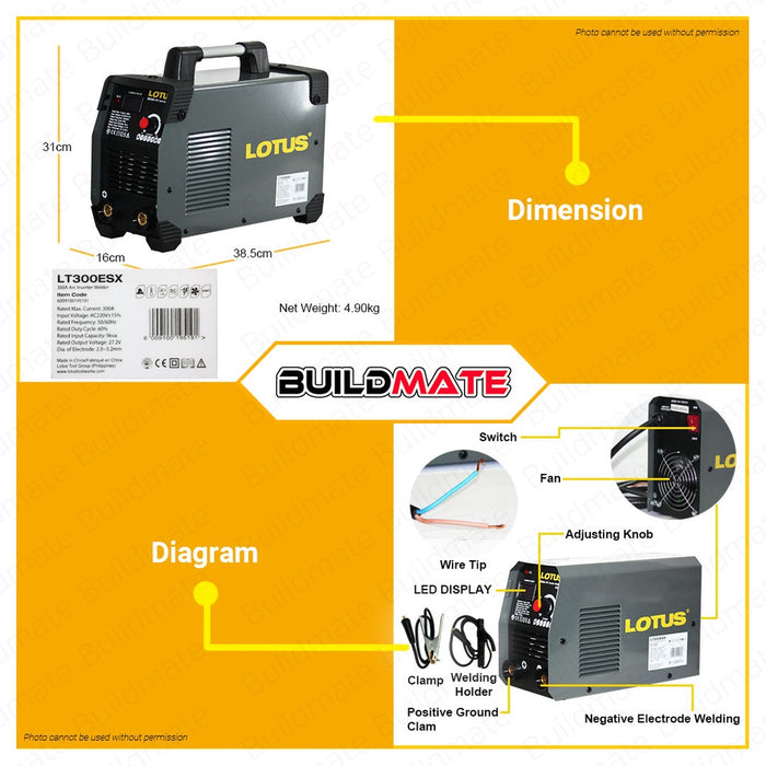 LOTUS 300A IGBT ARC Inverter Welding Machine LT300ESX •BUILDMATE• LWM LUTOS