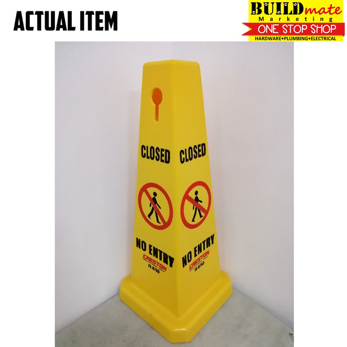 BUILDMATE Creston Four Sided Floor Sign Cone No Entry / Wet Floor Warning Caution Signage Safety Cone FE-8753 / FE-8757