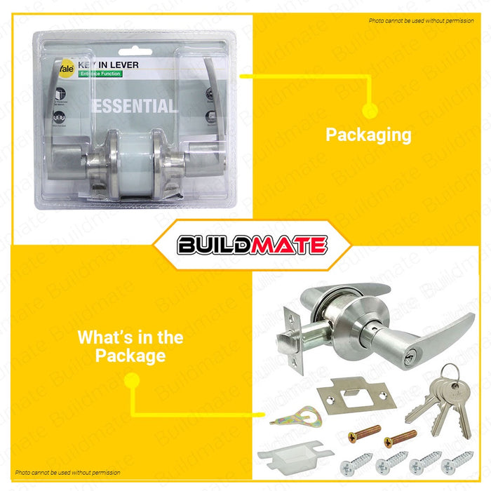 BUILDMATE Yale Essential Series Lever Set Satin Nickel Entrance Doors Function Lever Handle Lockset Security Door Knob SOLD PER SET