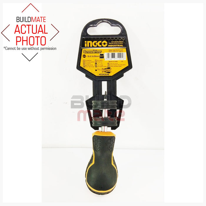 INGCO 6.5mm Stubby Slotted Screwdriver HS282038 •BUILDMATE• IHT