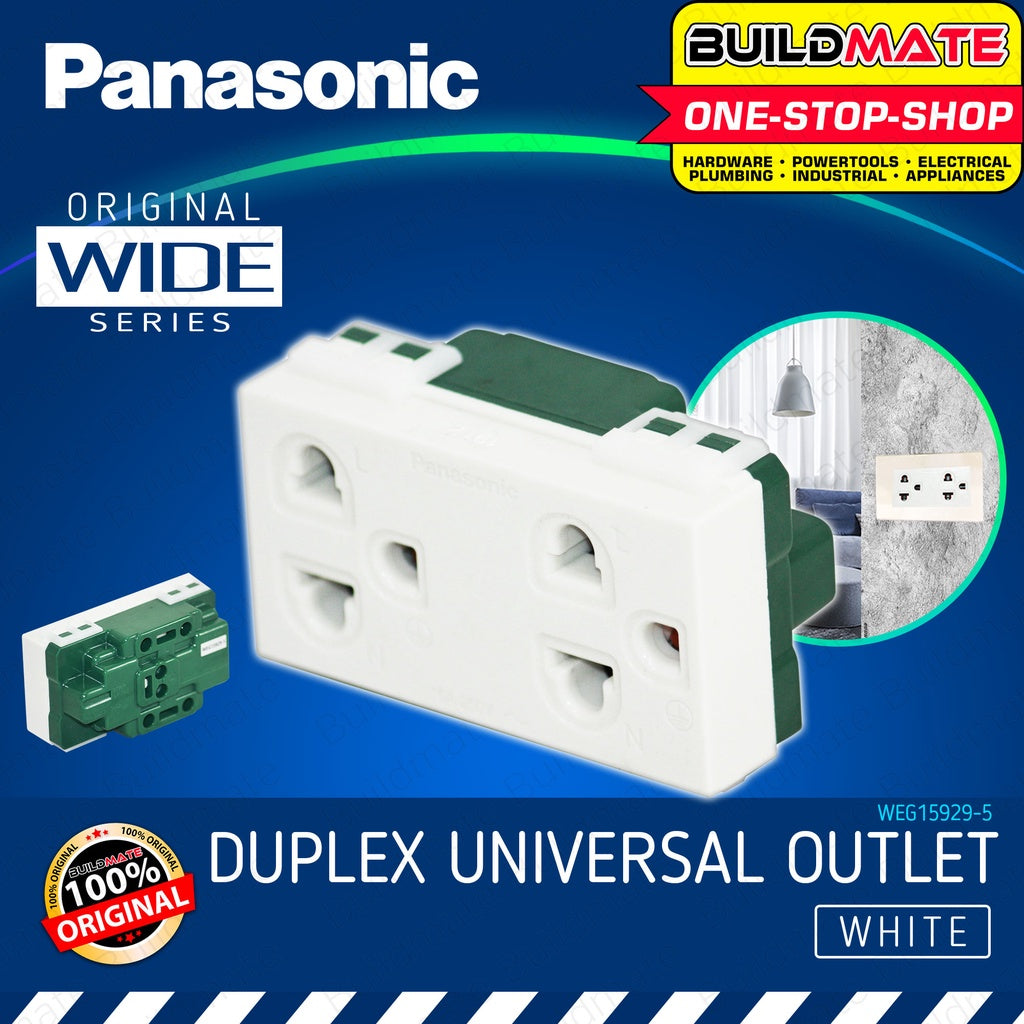 PANASONIC Original Wide Series Duplex Universal Outlet with Ground Whi ...