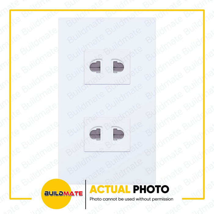 LIGHTHOUSE Electric 2 Gang Plate w/ Universal Outlet 120mm x 70mm 250V-16A LHWD-402-P2 PHLH