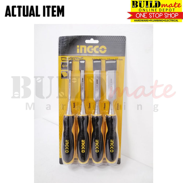 BUILDMATE Ingco 3PCS / 4PCS Wood Chisel Set 140mm Carving, Shaping or Cutting Woodworking Pait Tools Set SOLD PER SET HKTWC0401 / HKTWCS301 -IHT