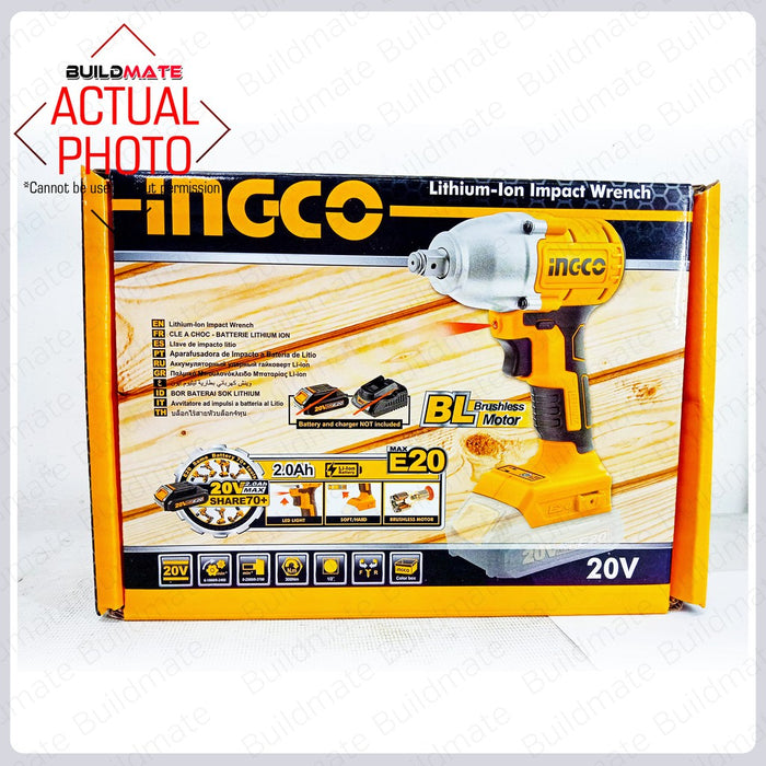 INGCO Cordless Impact Wrench 20V E20 Series CIWLIE2001 •BUILDMATE• IPT