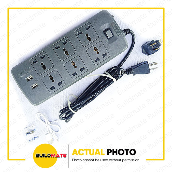 ROYU 6 GANG Extension Cord Universal Socket with 1 Main Switch REDEC626/G Power Strip 
 •BUILDMATE•