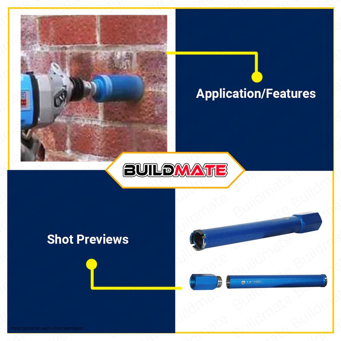 FUJIMA Diamond Core Bits 38mmx370mm 1-1/2" Inch For Hard Concrete, Brick, & Block FT-DCB38 BUILDMATE