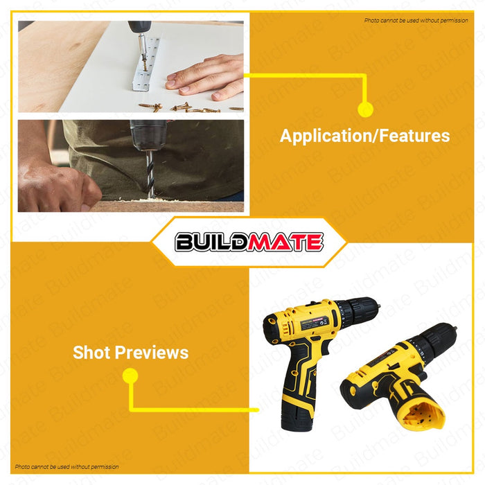 POWERHOUSE Cordless Drill / Driver 12V 10mm Drill Chuck 1.5Ah Li-Ion PH-12V-CDD10MM •BUILDMATE• PHPT