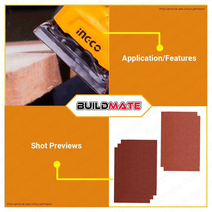 INGCO 5 PCS/SET Sandpaper Sanding Sheet Set for Palm Sander PS2408 AKFS140102 •BUILDMATE• HT2