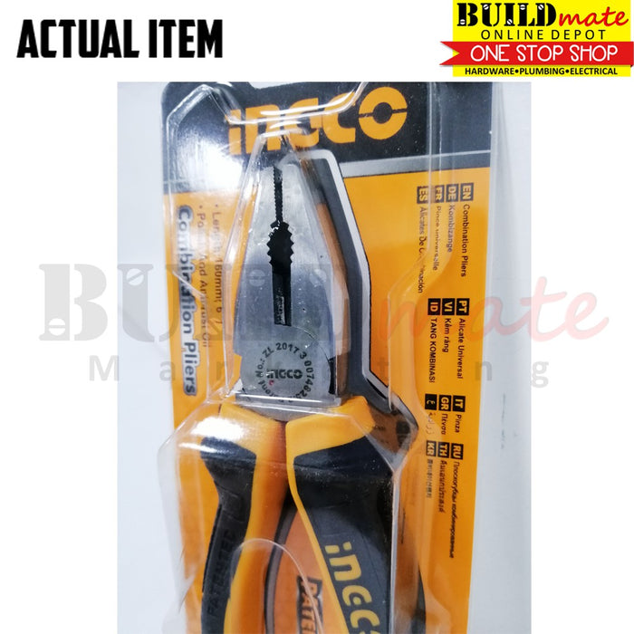 BUILDMATE Ingco Standard / High Leverage Combination Pliers 6" (160mm) Cr-V Steel Heavy Duty Cutting and Gripping Plier - IHT