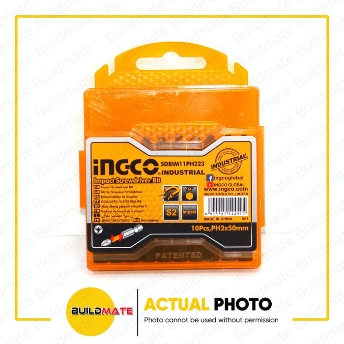 INGCO Industrial Impact Screwdriver Bit 10PCS/SET Steel Black Surface SDBIM11PH223 •BUILDMATE• IHT