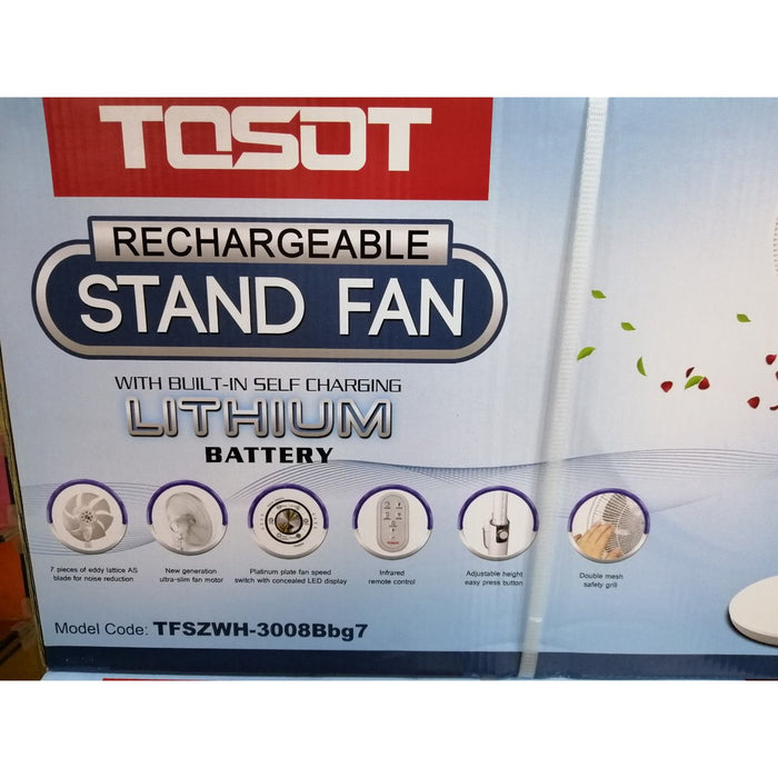 TOSOT Rechargeable Stand Fan 12" TFSZWH-3008Bbg7