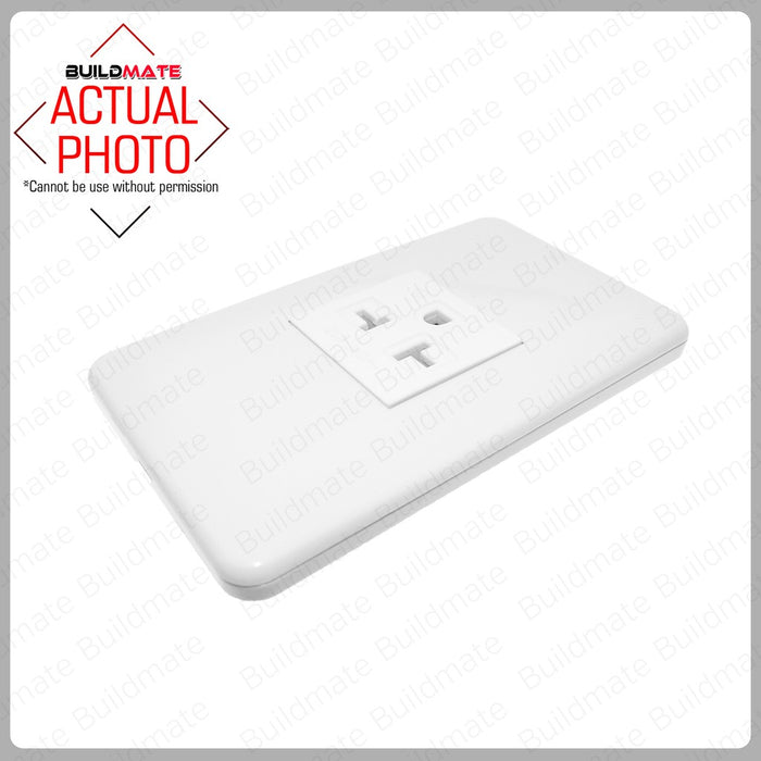 BUILDMATE Omni Aircon Tandem Outlet with Plate 20A 250V Heavy Duty Air Conditioner Power Outlet Wall Socket WEA-401