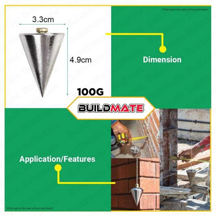 HOYOMA JAPAN Steel Plumb Bob 100g 200g 300g 400g •BUILDMATE• HYMHT