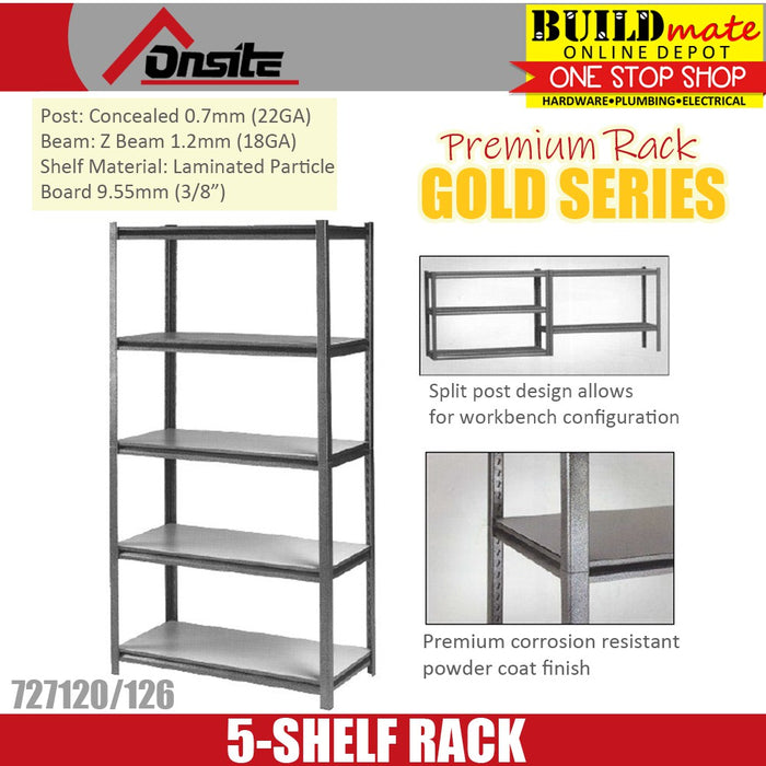 ONSITE 5 SHELF Premium Storage Rack GOLD SERIES