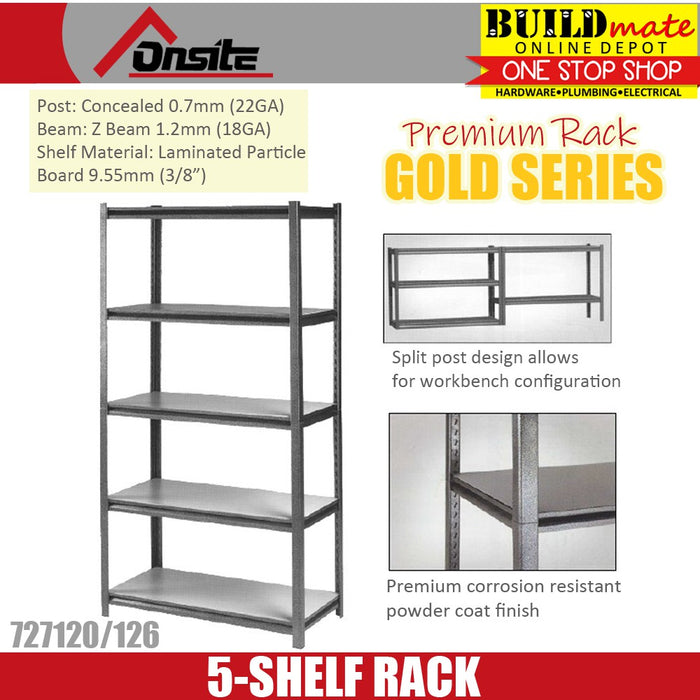 Buildmate Racking ONSITE 5 SHELF Premium Storage Rack GOLD SERIES — Buildmate