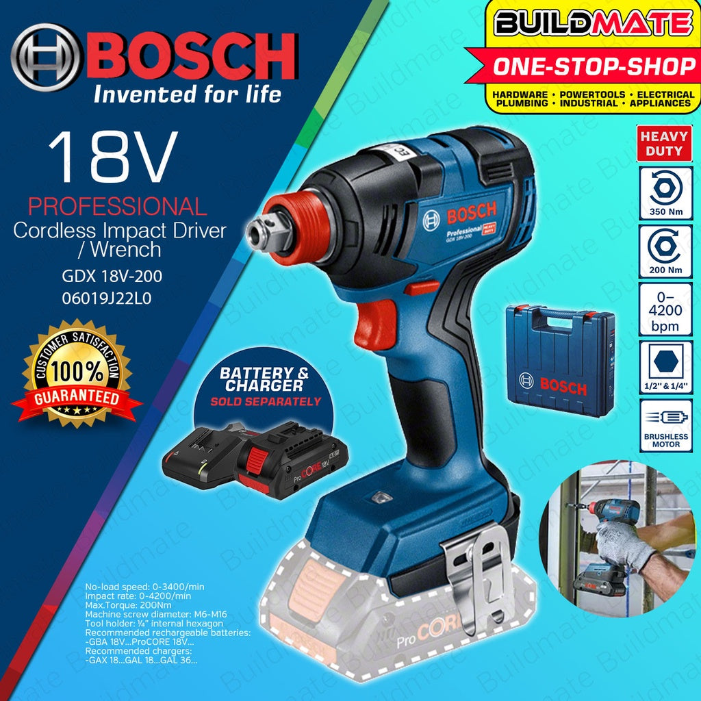 Bosch Professional Impact Drill Driver Solo In Case GDX 18V 200 06019J Buildmate