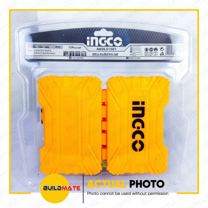 INGCO HSS Drill Bits Set 15PCS/SET AKDL51501  •BUILDMATE• IHT