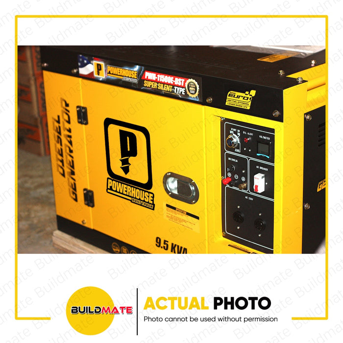 POWERHOUSE 9.5KVA Diesel Silent Type Generator with Battery For Electric PWH11500E-DST •BUILDMATE• PHI