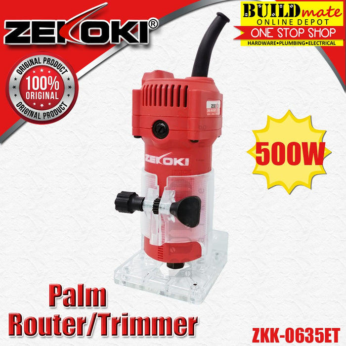 [BUNDLE] ZEKOKI Palm Router Trimmer 500W ZKK-0635ET W/ MAILTANK Router Bit 12PCS 1/4" +FREE MEGATAPE