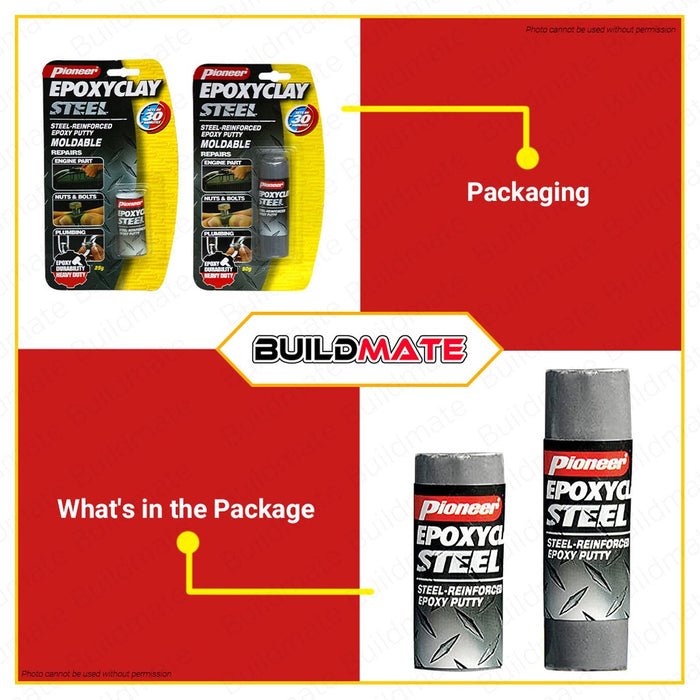 PIONEER Epoxy Clay STEEL 25g | 50g [SOLD PER PIECE] Moldable Repairs Epoxy Putty •BUILDMATE•