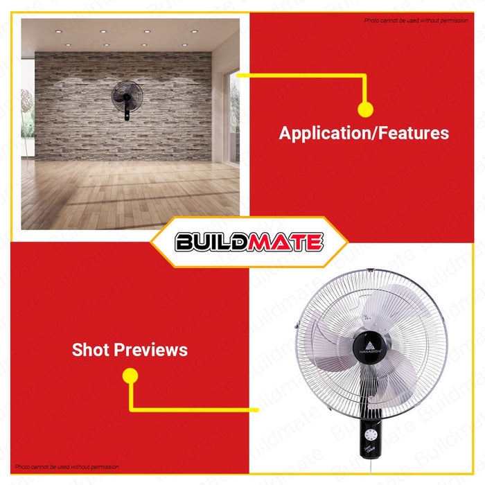 HANABISHI INDUSTRIAL WALL ELECTRIC FAN 18" CHROME HIWF-180W •BUILDMATE•