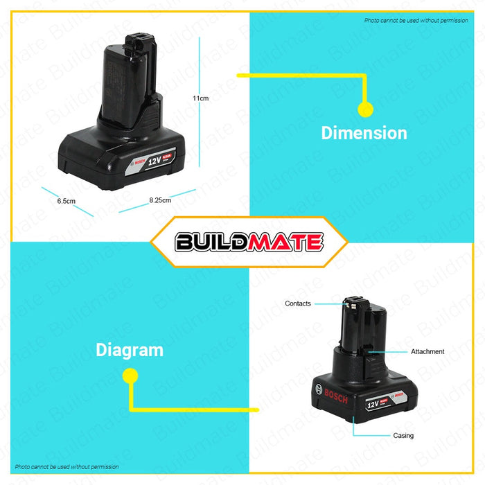 BOSCH Professional Battery Pack GBA 12V-6.0AH 1600A00X7H 100% ORIGINAL / AUTHENTIC •BUILDMATE• BLC